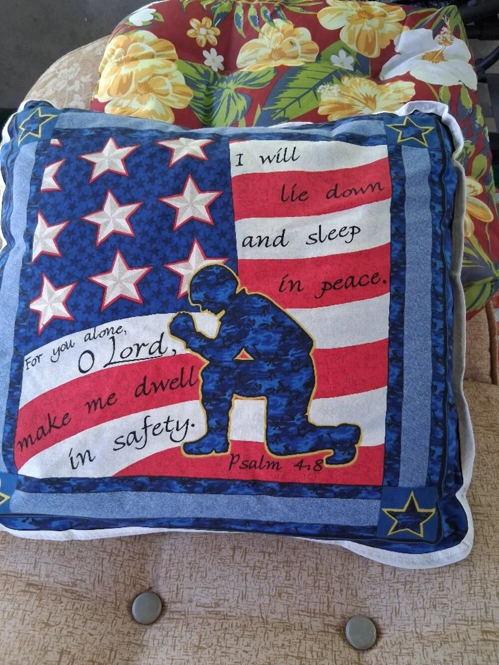 JO-ANN STORES USA Patriotic Soldier GOD throw pillow size 16